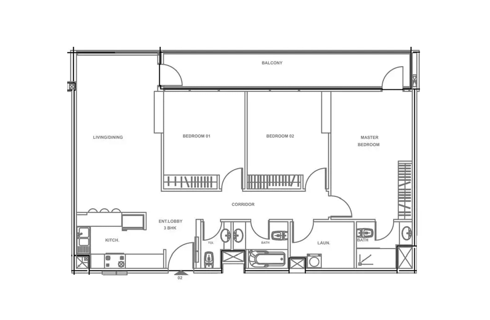 Waterfront Sophistication 3 Bedroom premium Apartment | Fully Furnished - Floor Plan